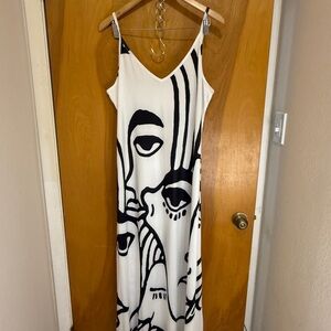 MISSLOOK Black and White Artistic Maxi Dress